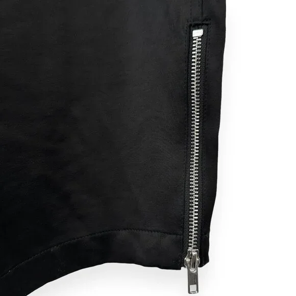 Saint Art Courtney Mid Rise Charmeuse Pant - Black Loose Fit Satin Cargo Pants - Picture 7 of 14